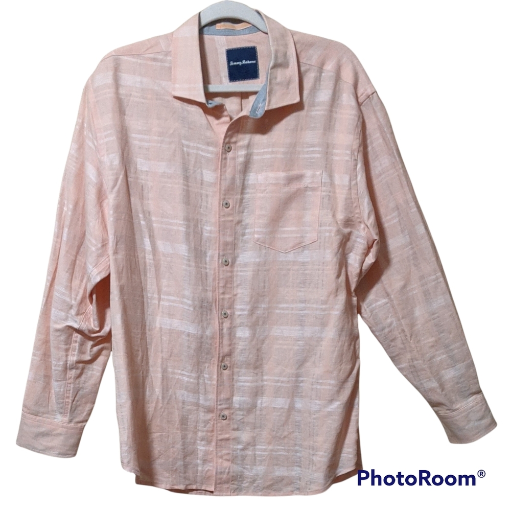 Tommy Bahama linen blend casual shirt button front Large